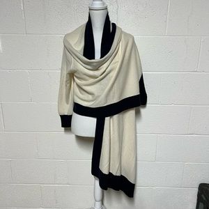 Cashmere Cream & Navy Wrap with Sleeves